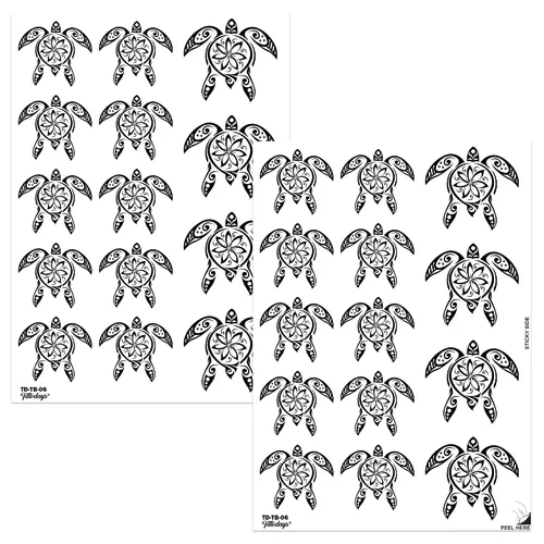 Vista 7 de Tatuaje temporal tortugas negro maorí tribal cuerpo arte adhesivo transferencia para brazos hombro azteca polinesio samoano hawaiano para hombres