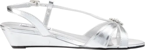 Vista 6 de Touch Ups Sandalias de cuña Geri hechas a mano para mujer, blanco satinado (White Satin), 5