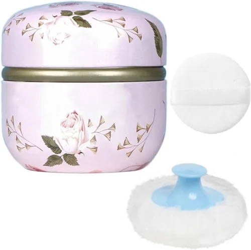 Vista 12 de Estuche de Polvo Corporal WEMEGA con Aplicador de Polvo, Contenedor de Polvo, Caja de Té para Polvo Corporal y Facial para Bebés y Mujeres, Estuche