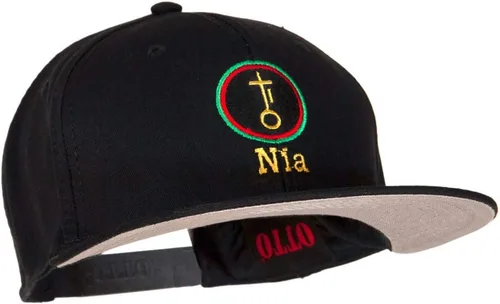 Vista 5 de Nia Kwanzaa bordado superior algodón sarga plana Bill Prostyle Snapback Cap