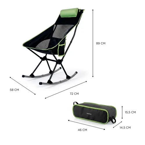 Vista 10 de Silla Mecedora Plegable de Camping 2 en 1 con Bolsillo, Cojín y Bolsa de Transporte Trillow InnovaGoods