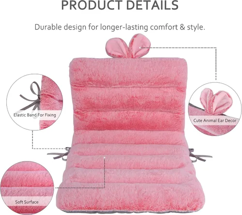 Vista 3 de ELFJOY Cojín para silla de escritorio para silla de dormitorio con respaldo Rosa Hot