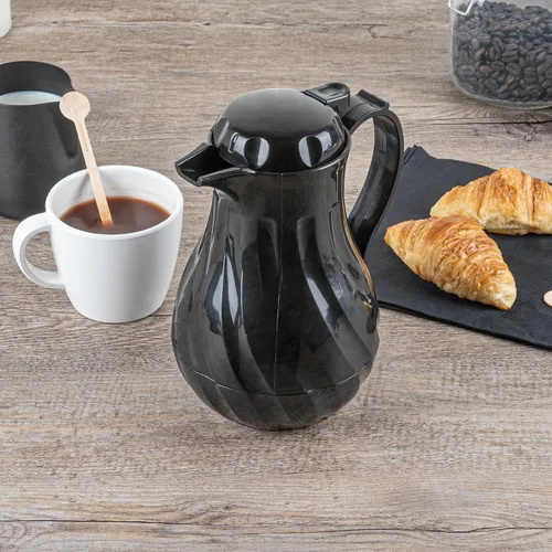 Vista 6 de Restaurantware Jarra térmica para café, paquete de 1 servidor de café aislado de plástico de 20 onzas con mango ergonómico, cafetera negra