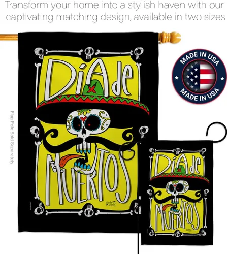 Vista 4 de Dia De Los Muertos Decoraciones Otoño Día de Muertos Decoración Habitación Hogar Mexico Mexicanos Ourdoor Interior Halloween Bandera Tapiz Césped