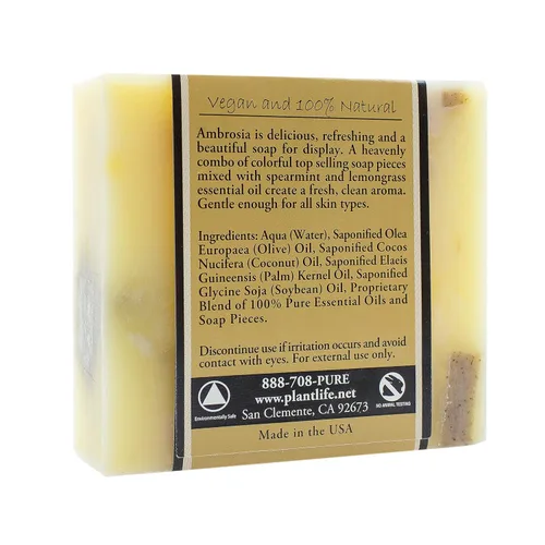 Vista 7 de Plantlife Ambrosia - Jabón hidratante y calmante para tu piel, hecho a mano con ingredientes a base de plantas, hecho en California en barra de 4