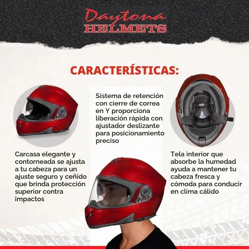 Vista 4 de Daytona Helmets Glide - Casco modular de motocicleta – Casco abatible aprobado por DOT – Casco de motocicleta de cara completa listo para Bluetooth