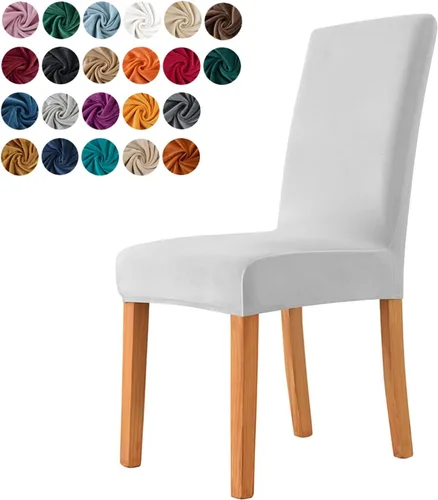 Vista 15 de Juego de 6 fundas para sillas de comedor, fundas elásticas de terciopelo para sillas de comedor, extraíbles y lavables, fundas protectoras