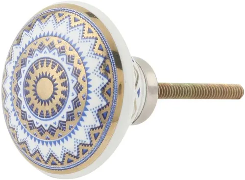 Vista 13 de Indian Shelf Tiradores decorativos de cerámica blanca con diseño de flores, pomos para cajones, tiradores de gabinete, accesorios modernos