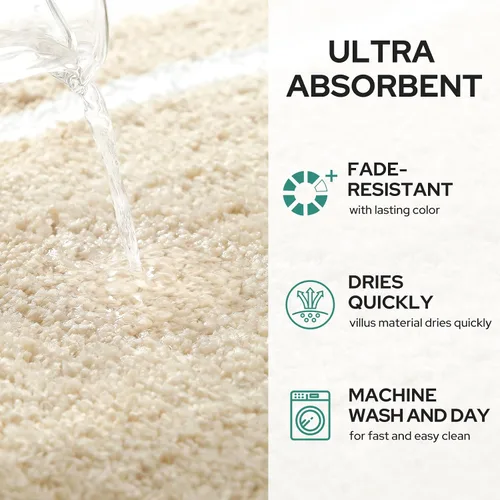 Vista 5 de HOMEIDEAS Alfombra de baño, suave y absorbente de agua, alfombra de microfibra de felpa esponjosa antideslizante para bañera y ducha