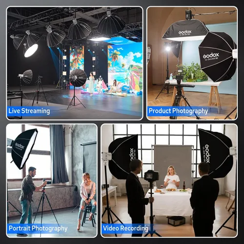 Vista 7 de Godox Litemons LE300Bi - Luz de video LED bicolor de 300 W, 58900Lux@1M CRI98+ Studio Bright con control de aplicación, 11 efectos FX, 0-100%