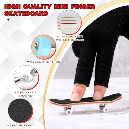 Vista 4 de 2 piezas de patineta de madera para dedos, parque de patinetas mini, patinetas para dedos mini, juguete de patineta profesional con mini