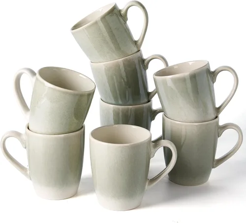 Vista 21 de Juego de Tazas de Café Famiware, Juego de 4 Tazas de 13 oz, Tazas de Gres para Café con Leche, Té Caliente, Mocha, Cacao, Capuchino, Aptas