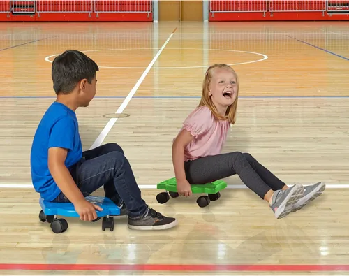 Vista 6 de hand2mind Tabla de Patinete Interior Verde con Asas, Patinete de Piso para Sentarse, Actividades de Gimnasio para Niños, Juegos de Recreo