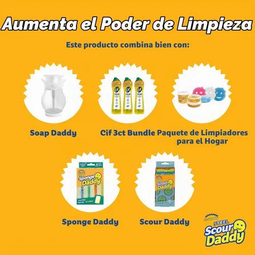 Vista 5 de Esponjas de limpieza grandes de acero de Scrub Daddy - Esponja de acero inoxidable XL de Scrub Daddy para fregar platos - Almohadillas de limpieza