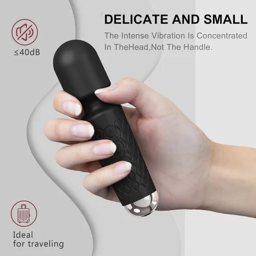 Vista 6 de Masajeador personal de espalda, masajeador de mano impermeable y recargable, 20 velocidades, 8 patrones, masaje de vibración, perfecto para Negro