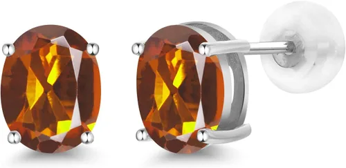 Vista 276 de Gem Stone King Aretes de oro de 14 quilates con piedra natal ovalada de 0.315 x 0.236 in Aretes de oro para mujer