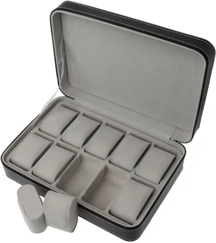 Vista 4 de ACULIP Necklace Organizer Jewelry Boxes for Women, Leather Watch Storage Zipper Bag Zipper Packing Box