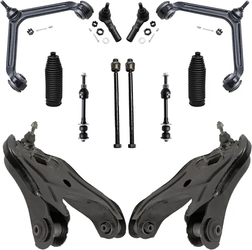 Vista 120 de Detroit Axle – 12 brazos de control superiores e inferiores delanteros con rótulas, barras de unión exteriores e interiores con topes, barras