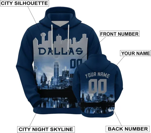 Vista 39 de Custom Football Hoodies City Night Skyline Personalized Sweatshirt Name Number Fan Gift Pullover for Men Women Youth