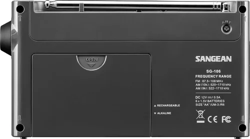 Vista 4 de SANGEAN SG-106 AM/FM Compact Digital Tuning Receptor portátil (negro)