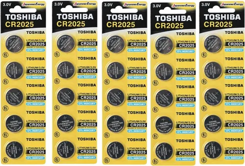 Vista 7 de Toshiba CR2025 - Paquete de ampolla resistente a los niños con celda de moneda de litio de 3 V (2 baterías)