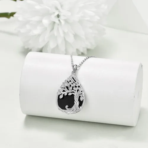 Vista 46 de ONEFINITY Collar de plata de ley 925 con diseño de árbol de la vida con colgante de nudo celta de concha de abulón para mujer