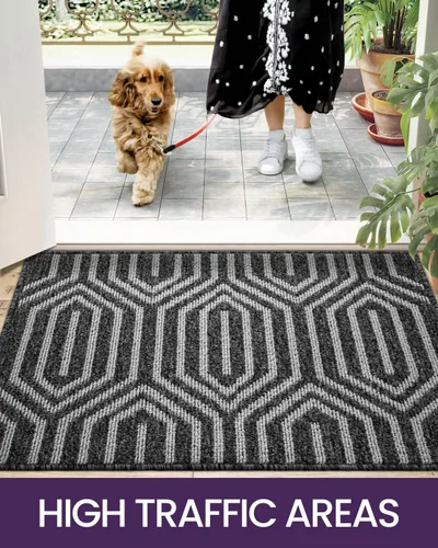 Vista 9 de DEXI - Alfombras para puerta de entrada, antideslizante, lavable, absorbente, resistente a la suciedad en el interior, alfombra de entrada de perfil
