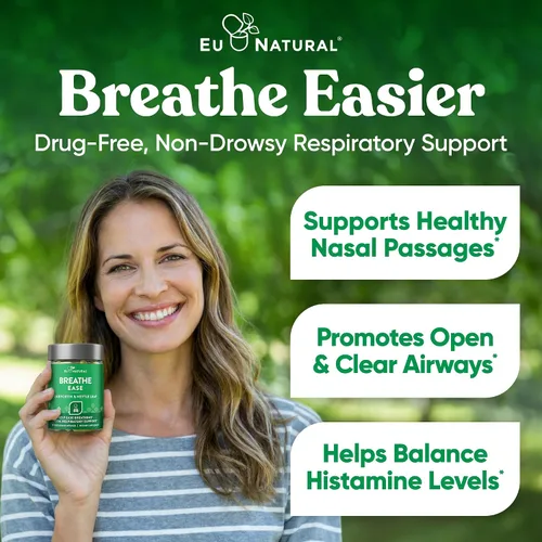 Vista 3 de Breathe Descongestionante de los senos y los pulmones, fuerza de acción efectiva, protección estacional, congestión nasal, bienestar bronquial