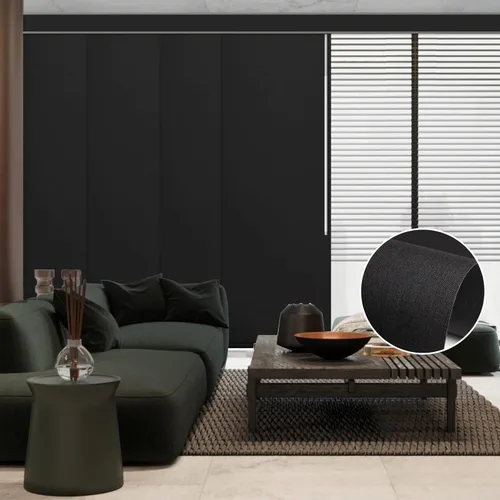 Vista 13 de Graywind - Paneles deslizantes manuales 100% opacos con control de varilla, persianas de privacidad para ventanas de patio, puertas corredizas
