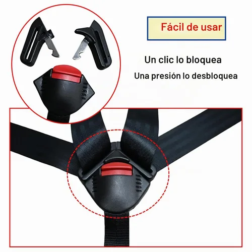 Vista 3 de Arnés de pecho universal de 5 puntos con hebilla de bloqueo correas ajustables pieza de repuesto para silla alta cochecito cochecito cochecito