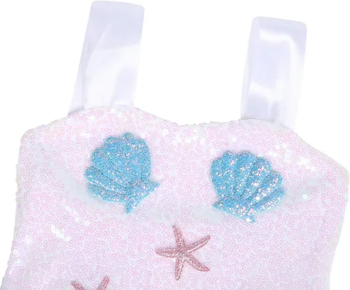 Vista 5 de Jurebecia Princess Mermaid Tutu Dress Girls Sequins Mermaid Outfits Halloween Costume Birthday Party Cosplay Holiday Dress Up