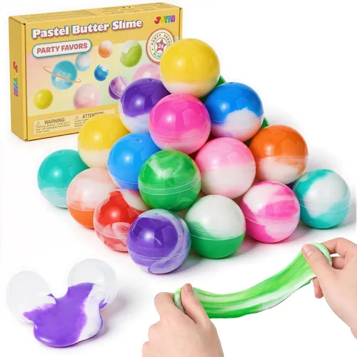 Vista 12 de JOYIN Slime Party Favors, Paquete de 24 Pelotas de Slime Galaxia - Elásticas, No Pegajosas, Sin Desorden, Alivio del Estrés y Seguras - Juguetes