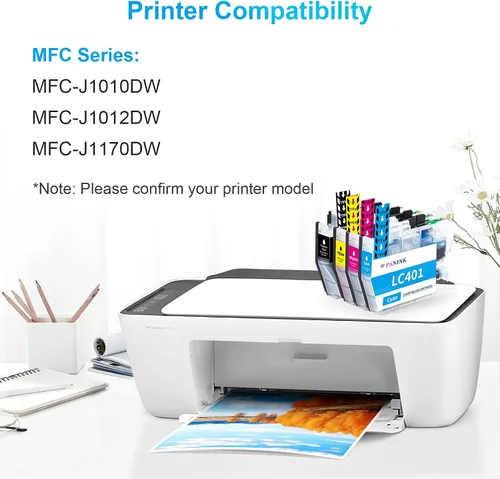 Vista 2 de Cartuchos de tinta compatibles LC401 de repuesto para Brother LC401 LC 401 LC401XL LC401 XL LC401 XL para impresora Brother MFC-J1010DW MFC-J1012DW