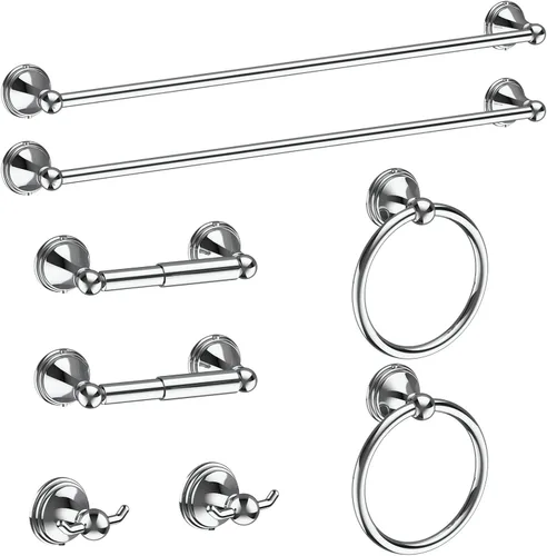 Vista 9 de Newfun Juego de accesorios de baño de 8 piezas de 24 pulgadas, color negro mate, incluye toallero de baño ajustable de 24 pulgadas, anillos