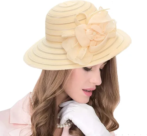 Vista 33 de seven wolves Sombrero de sombrero de iglesia Derby para mujer, sombrero de ala ancha para el sol beige B