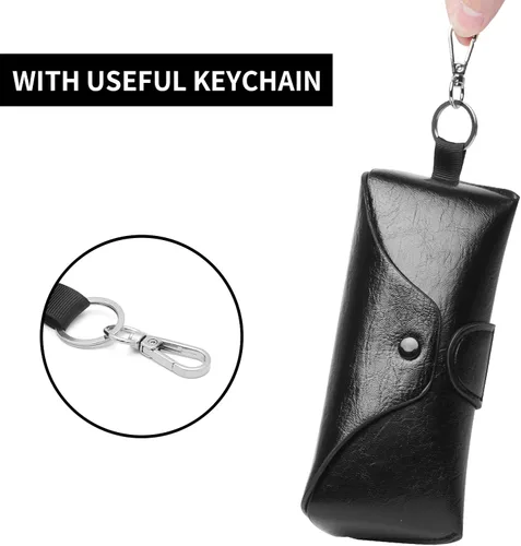 Vista 3 de Face Shadow PU Leather Glasses Case with Belt Loop Semihard Portable Eyeglasses Case for Outwork
