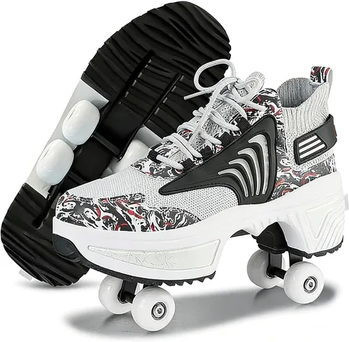 Vista 21 de 2-in-1 Roller Skates & Sneakers with Retractable Wheels - Convertible Lightweight Outdoor Fitness Shoes for Women, Men & Children - Unisex Kick