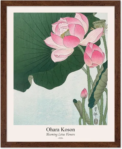 Vista 17 de Poster Master Vintage Ohara Koson Poster - Retro Blooming Lotus Flowers Print - Japanese Art - Flower Illustration - Aesthetic Design - Floral