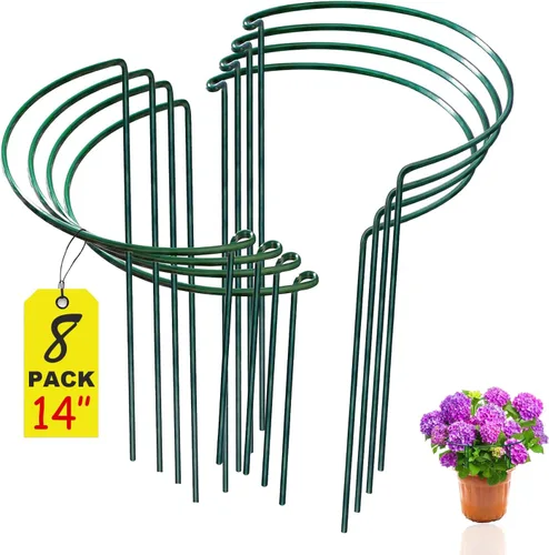 Vista 12 de Estaca de soporte para plantas de serpiente, estaca y soporte de peonía semicircular, jaula de soporte de hortensias resistente, anillo de soporte