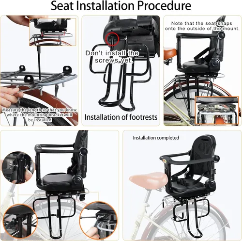 Vista 6 de Asiento trasero de bicicleta para niños, asiento trasero de bicicleta para niños, asiento de bicicleta para adultos para bebés de 6 meses a 6 años