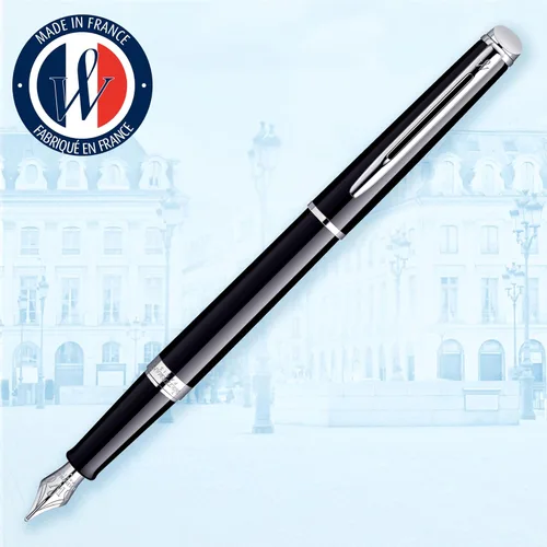 Vista 2 de Waterman - Pluma estilográfica negra con embellecedor dorado Hemisphere, Negro