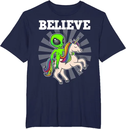 Vista 67 de Believe Space Alien Riding Unicorn - Camiseta de regalo divertida, Negro, S