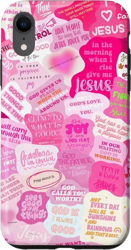 Vista 24 de Funda estética para iPhone 16 con versículos bíblicos cristianos con citas positivas