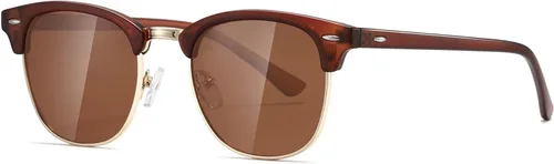 Vista 39 de AEVOGUE Gafas de sol polarizadas para mujeres y hombres semi marco retro gafas de sol AE0369