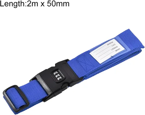Vista 4 de uxcell Correa de equipaje para maleta con hebilla, cerradura de combinación, accesorio de embalaje de viaje de PP ajustable de 0.8 x 2.0 in, azul