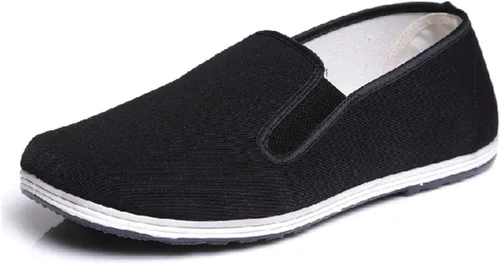 Vista 2 de UNOW - Zapatos chinos tradicionales para Kung Fu, de gamuza, color negro.