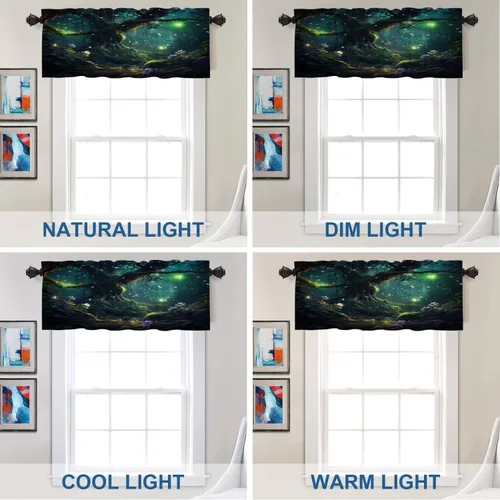 Vista 216 de Batmerry American Flag Ink Dot Blackout Tier Curtains, Red Blue White Stars Abstract Thermal Insulated Half Curtain Rod Pocket Small Valance for