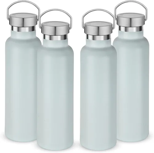 Vista 11 de Neihepal Botellas de agua de acero inoxidable negras, botella de viaje de doble pared con aislamiento al vacío de 20 onzas con tapa a prueba