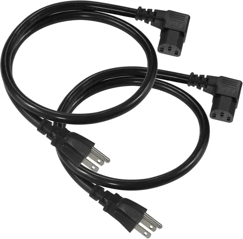 Vista 13 de Cable de alimentación de computadora en ángulo recto de 1 pie, enchufe NEMA 5-15 a cable de alimentación IEC C13, cable de alimentación universal