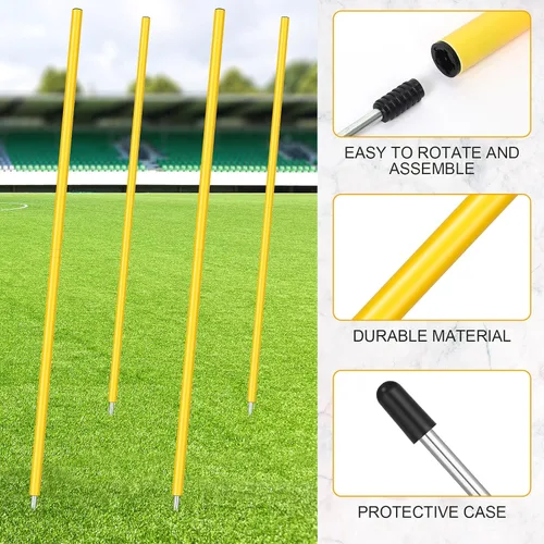 Vista 3 de Blulu Bastones de agilidad de entrenamiento de 5 pies Forza Slalom ajustables para entrenamiento de fútbol, palos de fútbol, equipo de agilidad